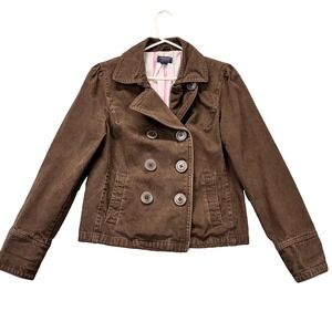 American Eagle Outfitters Jacket Womens Large Brown Peacoat Double Breasted